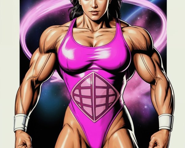 Muscular Female Superhero in Pink Bodysuit Design