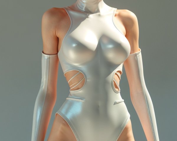 Stylized Character in Futuristic White Bodysuit