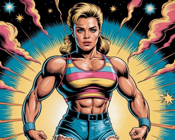 Powerful Female Figure with Muscles and Strength