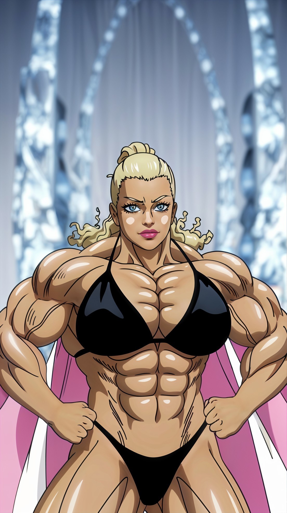 Muscular Female Character in Confident Pose with Bikini