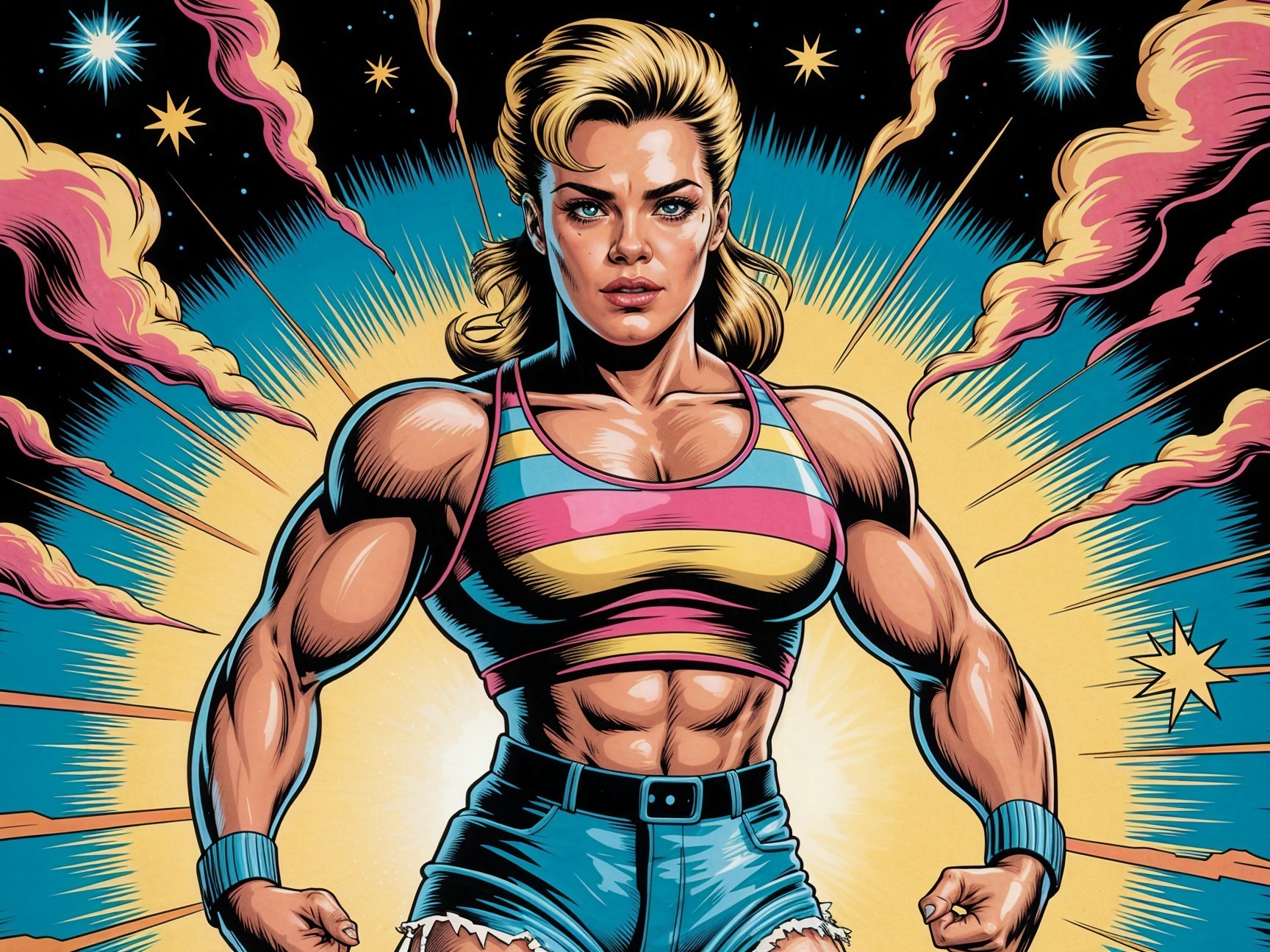 Powerful Female Figure with Muscles and Strength