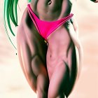 Muscular Female Character in Purple Armor Outfit