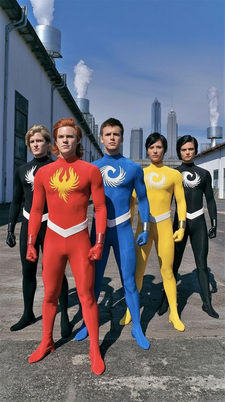 Superheroes in Vibrant Costumes in Urban Setting