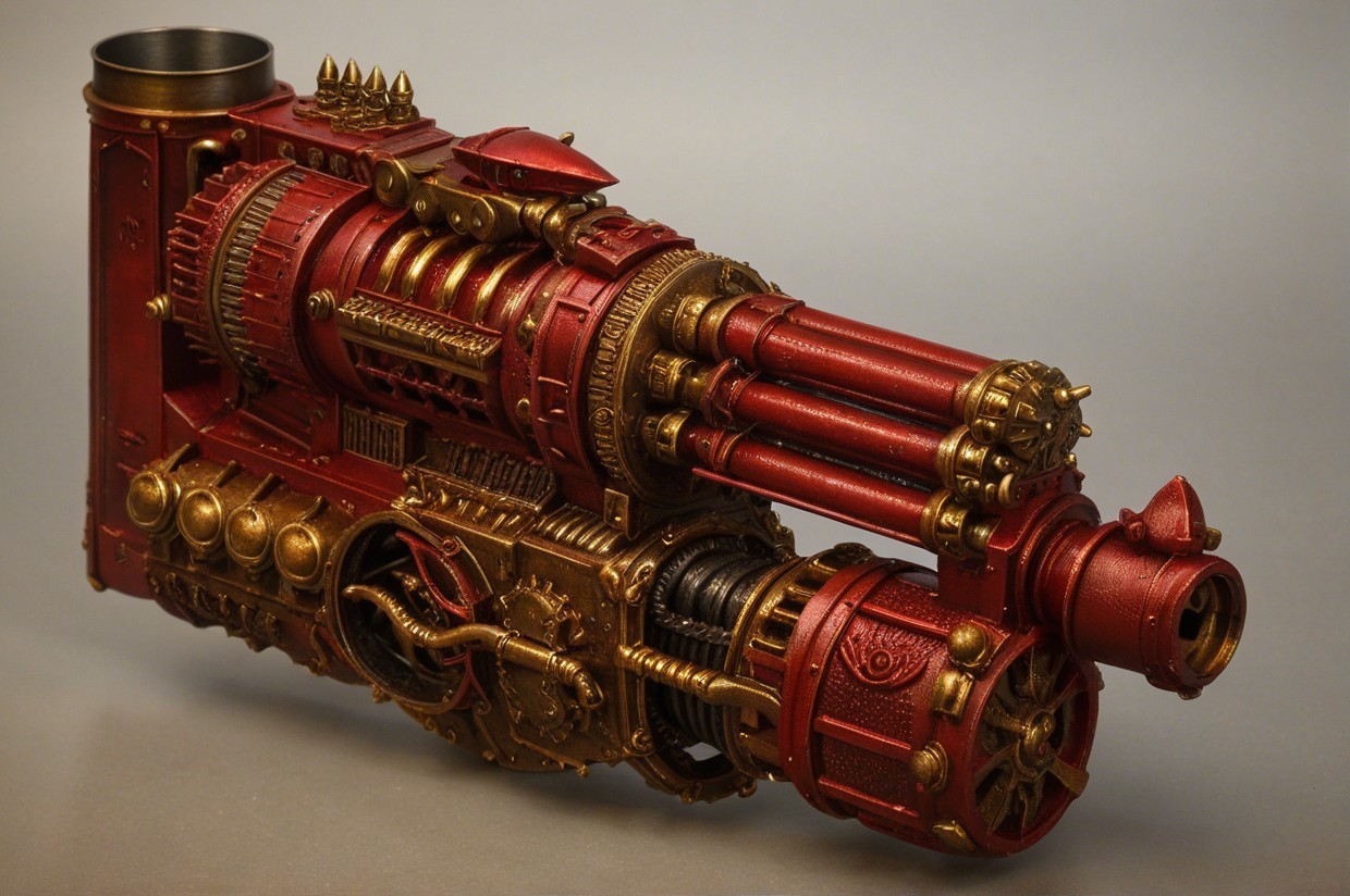 Intricately Designed Steampunk Weapon with Gears and Pipes