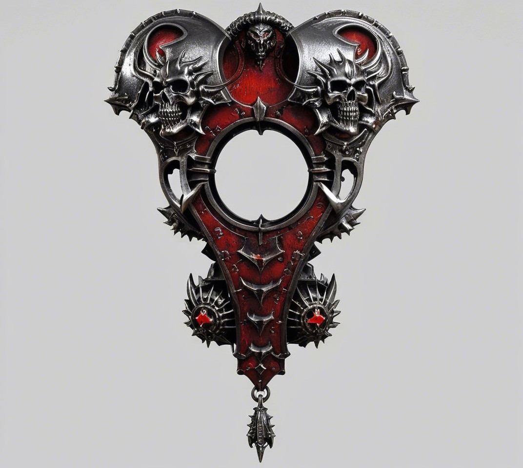 Ornate Gothic Object with Circular Opening and Skulls
