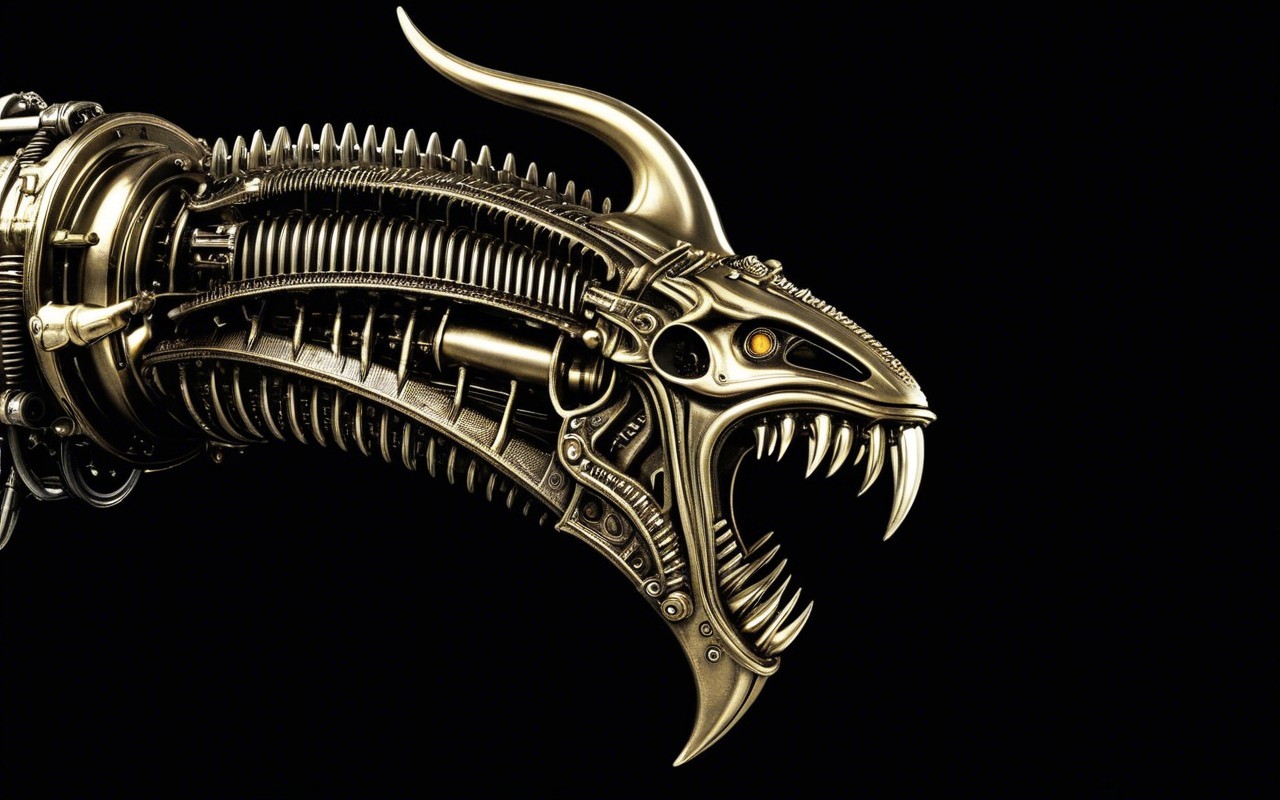 Steampunk Mechanical Dragon Head with Intricate Design
