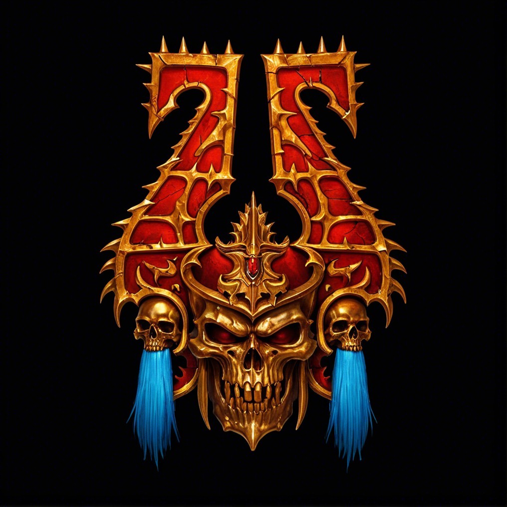 Sinister skull design with metallic details in ornate frame