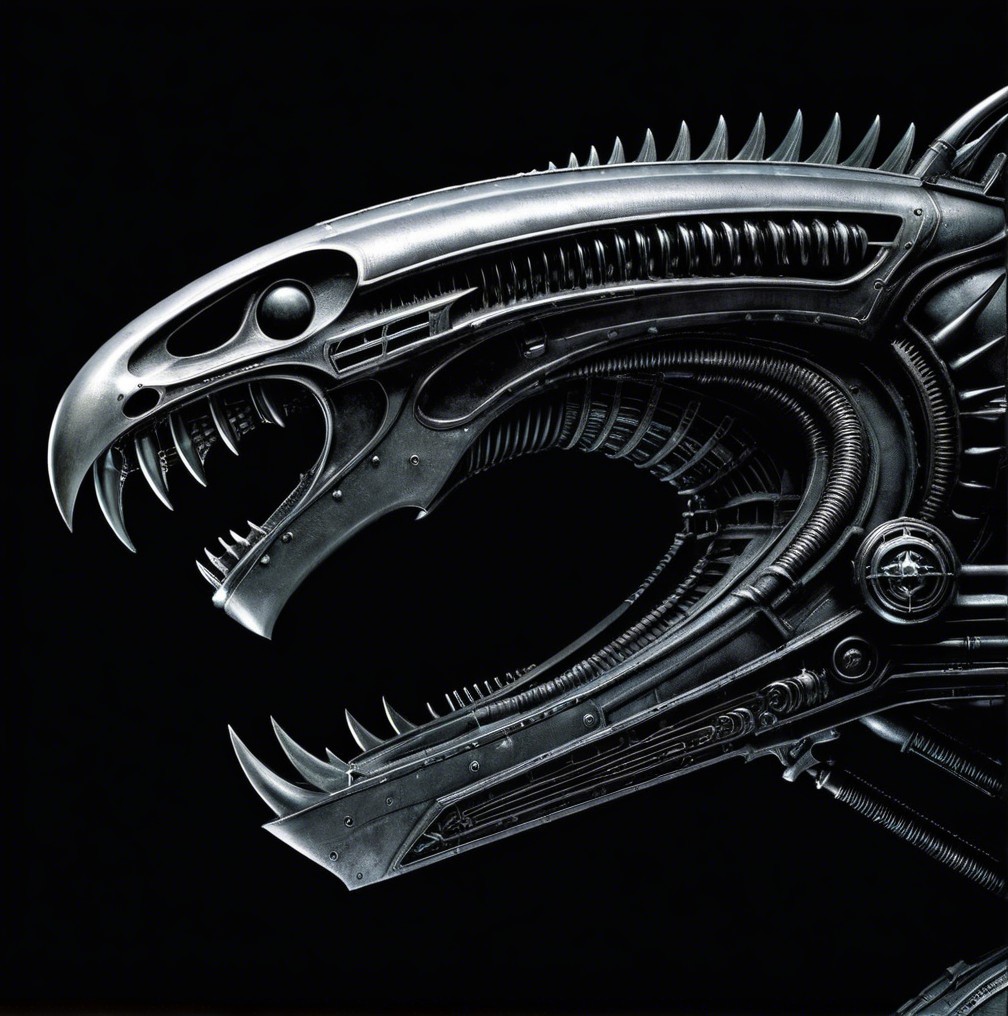 Futuristic Biomechanical Creature Head Design