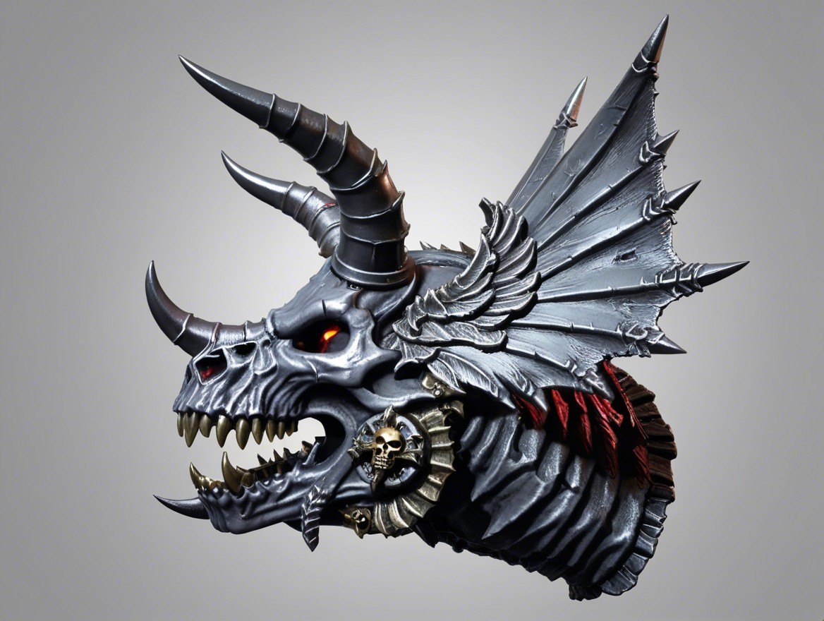 Dragon Skull with Horns and Wing-Like Structures