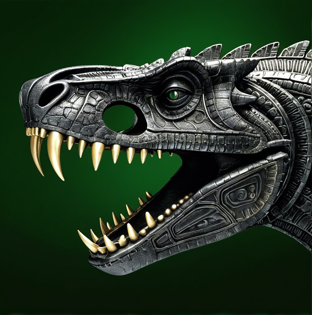 Stylized Dinosaur Head with Metallic Textures
