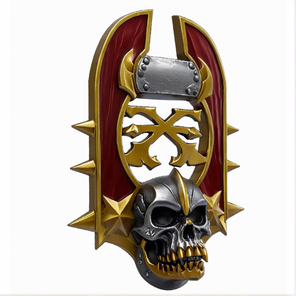 Metal Emblem with Skull and Spikes in Dark Fantasy Design