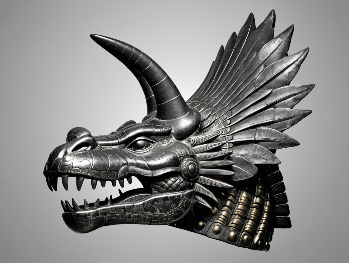 Intricately Designed Dragon Helmet with Detailed Carvings