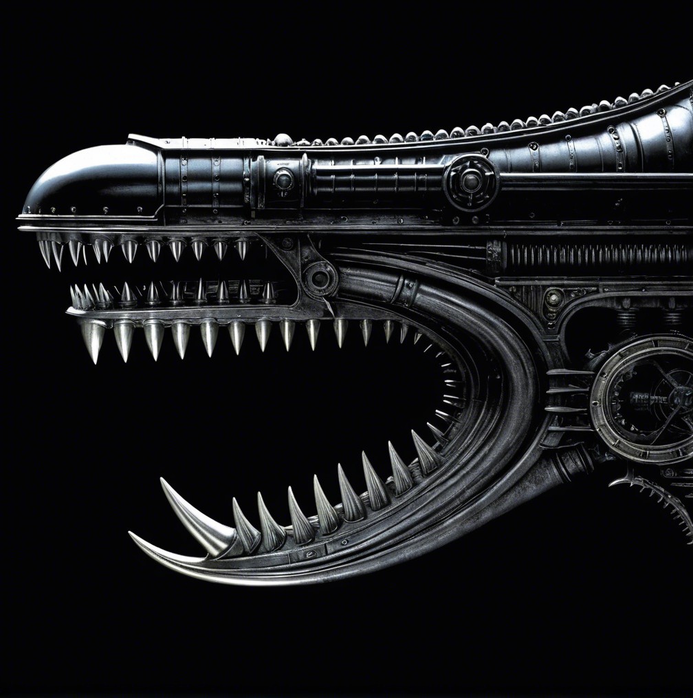 Steampunk-Inspired Metallic Predator Head Design
