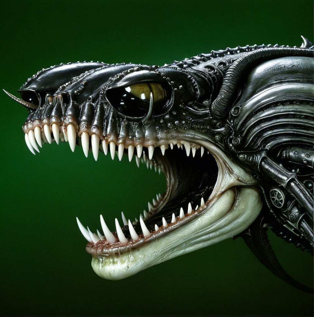Menacing Creature with Organic and Mechanical Elements