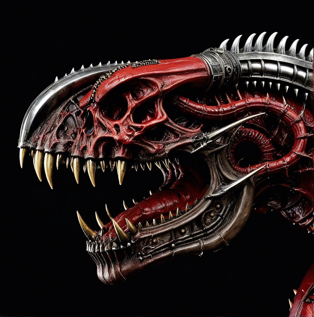Detailed Dragon Skull Design with Organic and Mechanical Elements