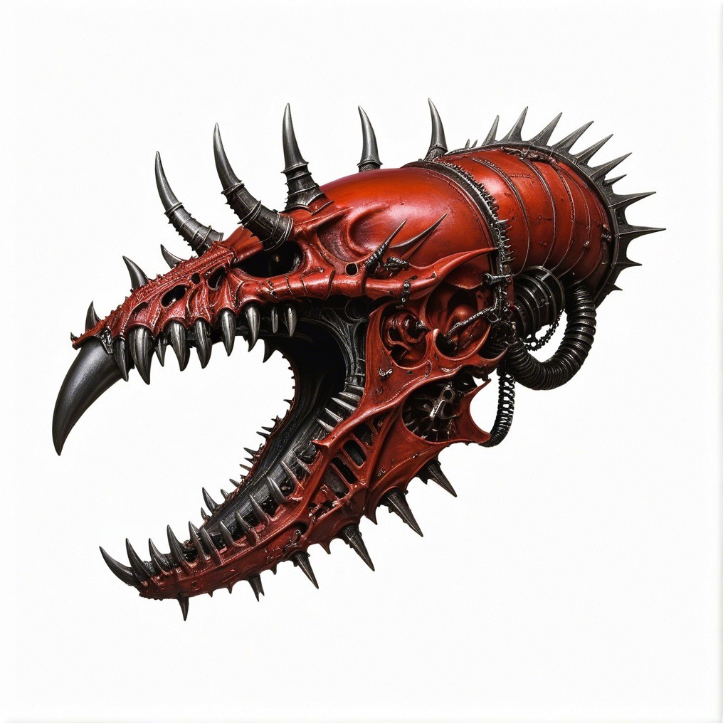 Futuristic Steampunk Skull Design with Metal Detailing