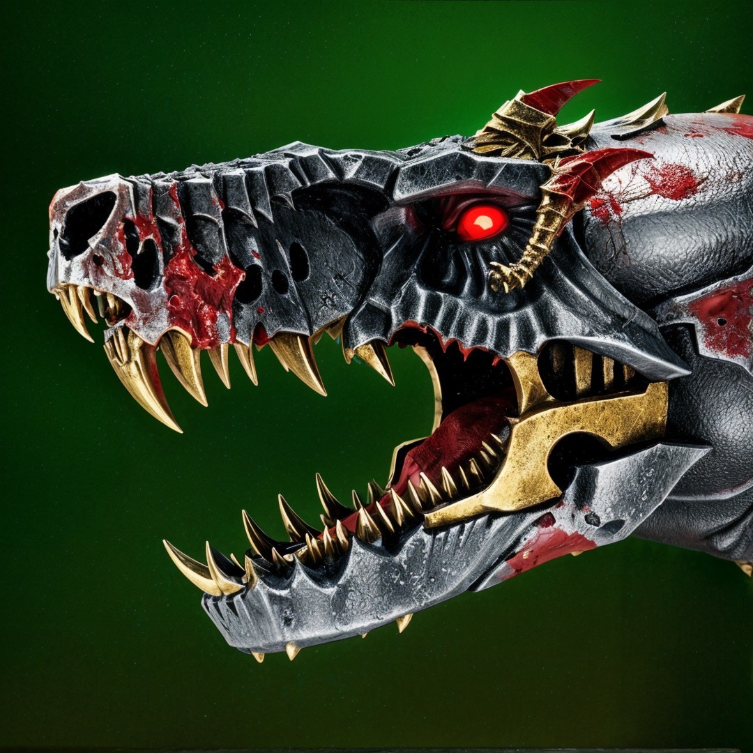 Robotic T-Rex Head with Metallic Textures and Details
