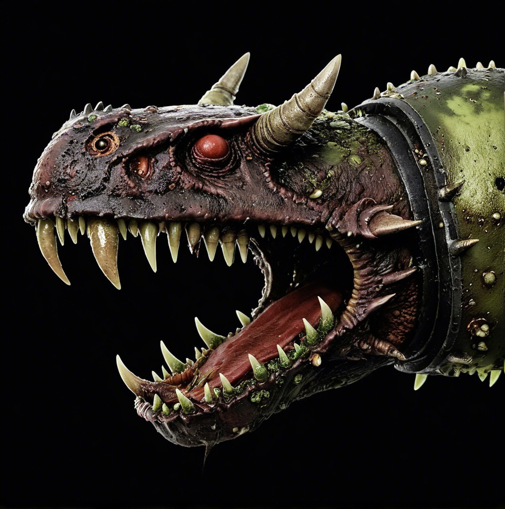 Grotesque Mythical Creature with Spikes and Horns