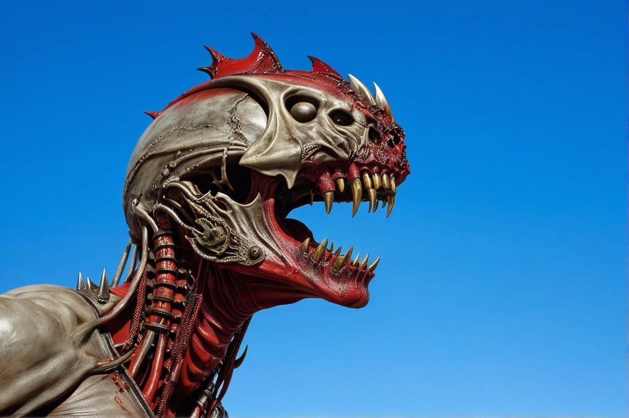 Monstrous Figure with Organic and Mechanical Design