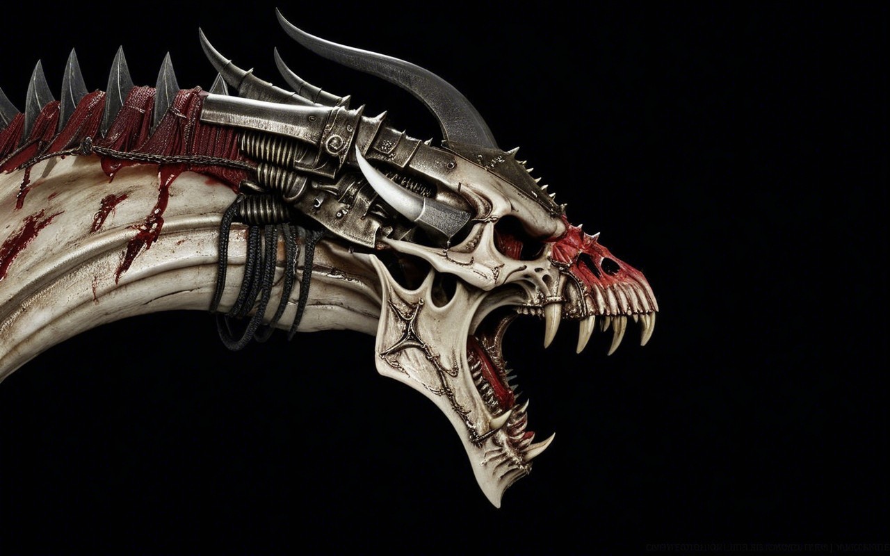 Dramatic Dragon Skull with Mechanical Elements