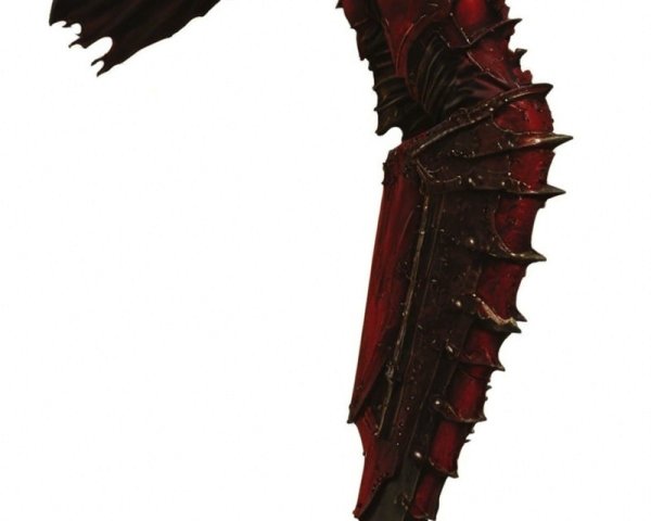 Dark Aesthetic Armor with Curved Blade and Red Finish