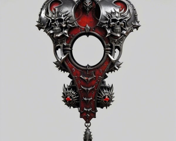 Ornate Gothic Object with Circular Opening and Skulls