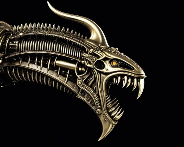 Steampunk Mechanical Dragon Head with Intricate Design