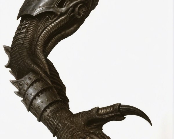 Armored Arm with Scaly Texture and Claw-like Fingers