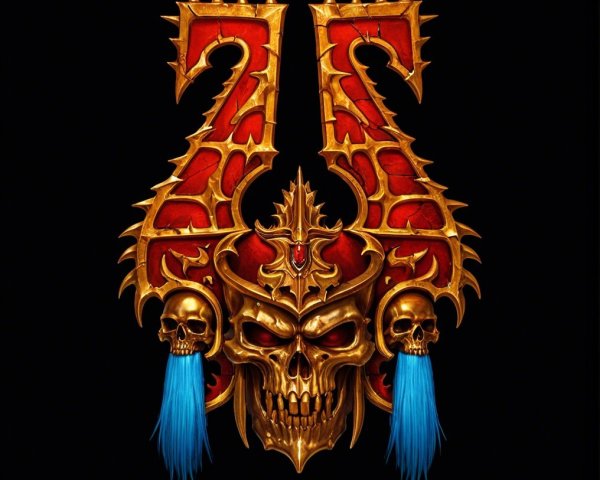 Sinister skull design with metallic details in ornate frame