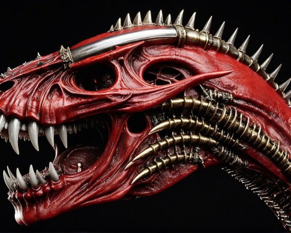 Close-Up of a Cybernetic Tyrannosaurus Rex Skull