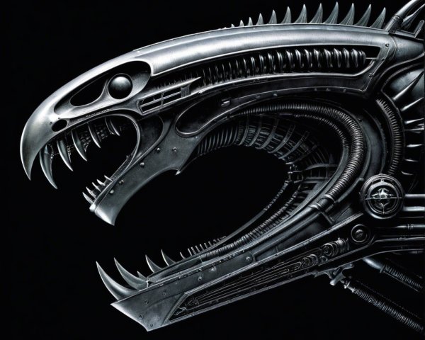 Futuristic Biomechanical Creature Head Design