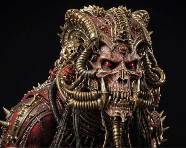 3D Bust of a Demon with Skull Face and Armor