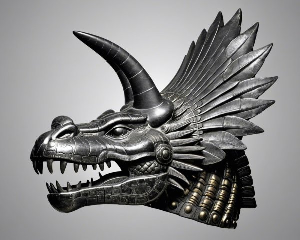 Intricately Designed Dragon Helmet with Detailed Carvings