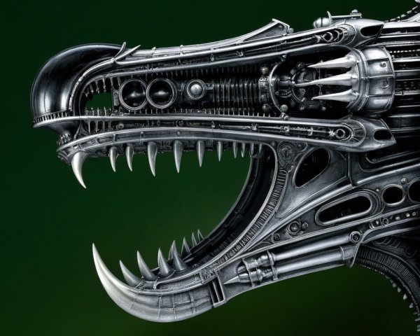 Futuristic Robotic Dragon with Metallic Design