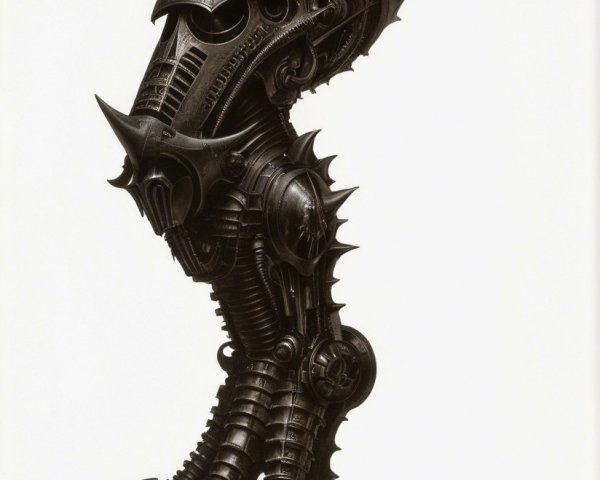 Futuristic Robotic Creature with Metallic Surface and Spikes