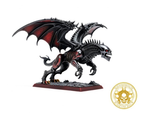 Two-Headed Dragon with Skeletal Features and Spikes