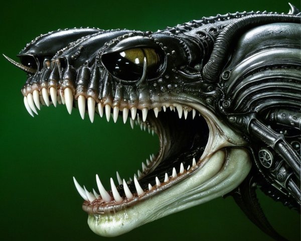 Menacing Creature with Organic and Mechanical Elements