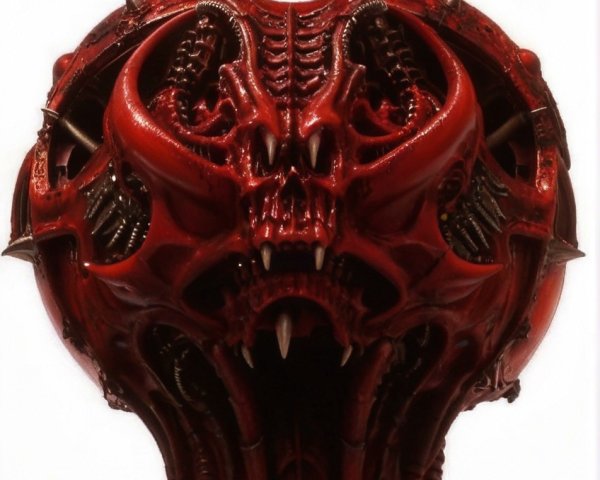 Grotesque Demonic Creature Head with Intricate Details