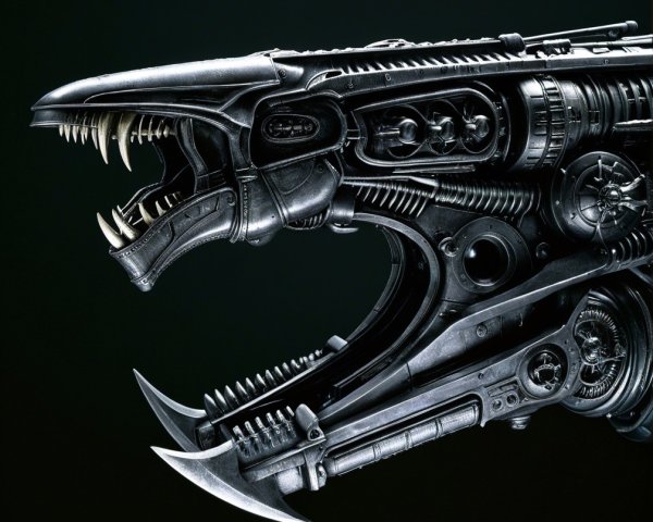 Mechanical Dragon Creature with Futuristic Design
