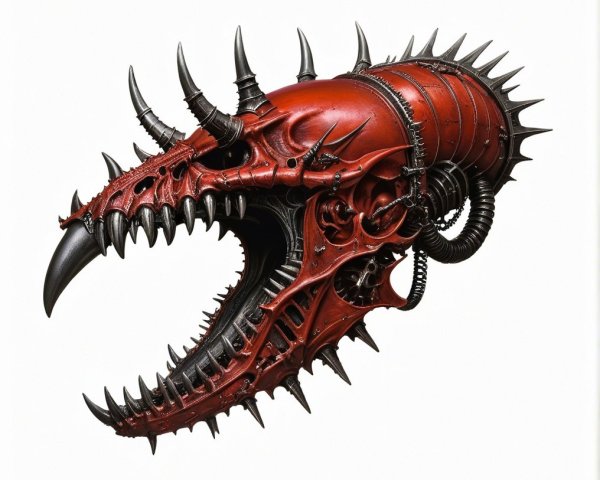 Futuristic Steampunk Skull Design with Metal Detailing