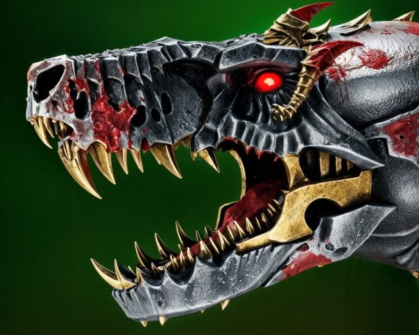 Robotic T-Rex Head with Metallic Textures and Details