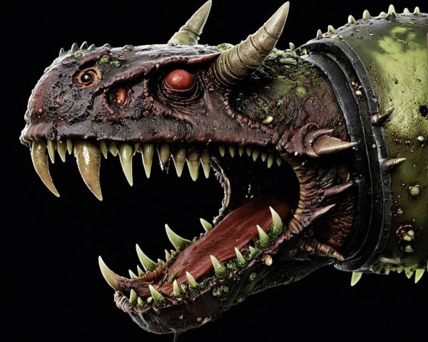Grotesque Mythical Creature with Spikes and Horns