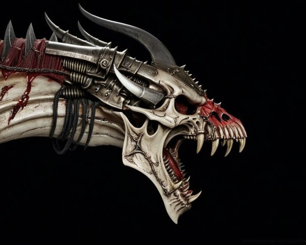 Dramatic Dragon Skull with Mechanical Elements