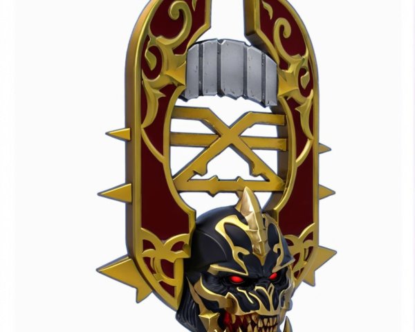 Decorative Shield with Skull and Ornate Designs