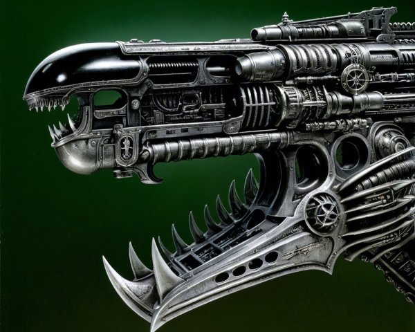 Intricate Steampunk Dragon Head Design in Metallic Textures