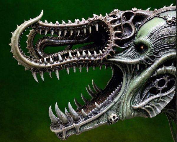 Fantastical creature with mechanical aesthetic details