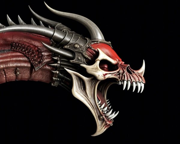 Menacing dragon-like creature with serpent body and horns