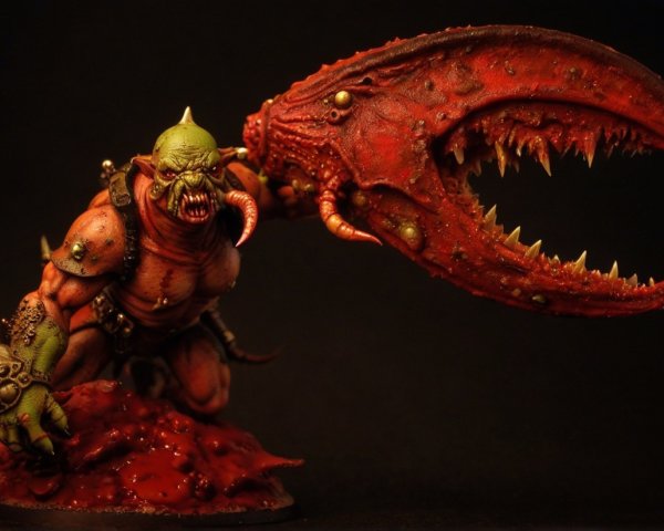 Grotesque Orc-Like Creature with Claw and Armor