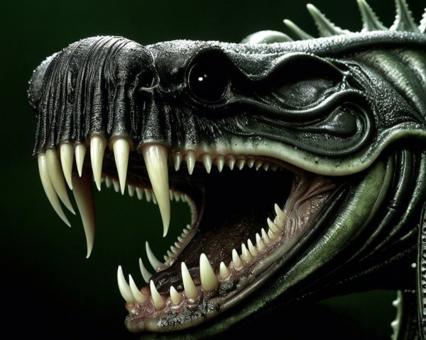 Mythical Creature with Scaly Surface and Sharp Teeth