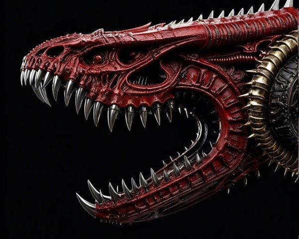 Mechanical Dragon Head with Glossy Red Finish